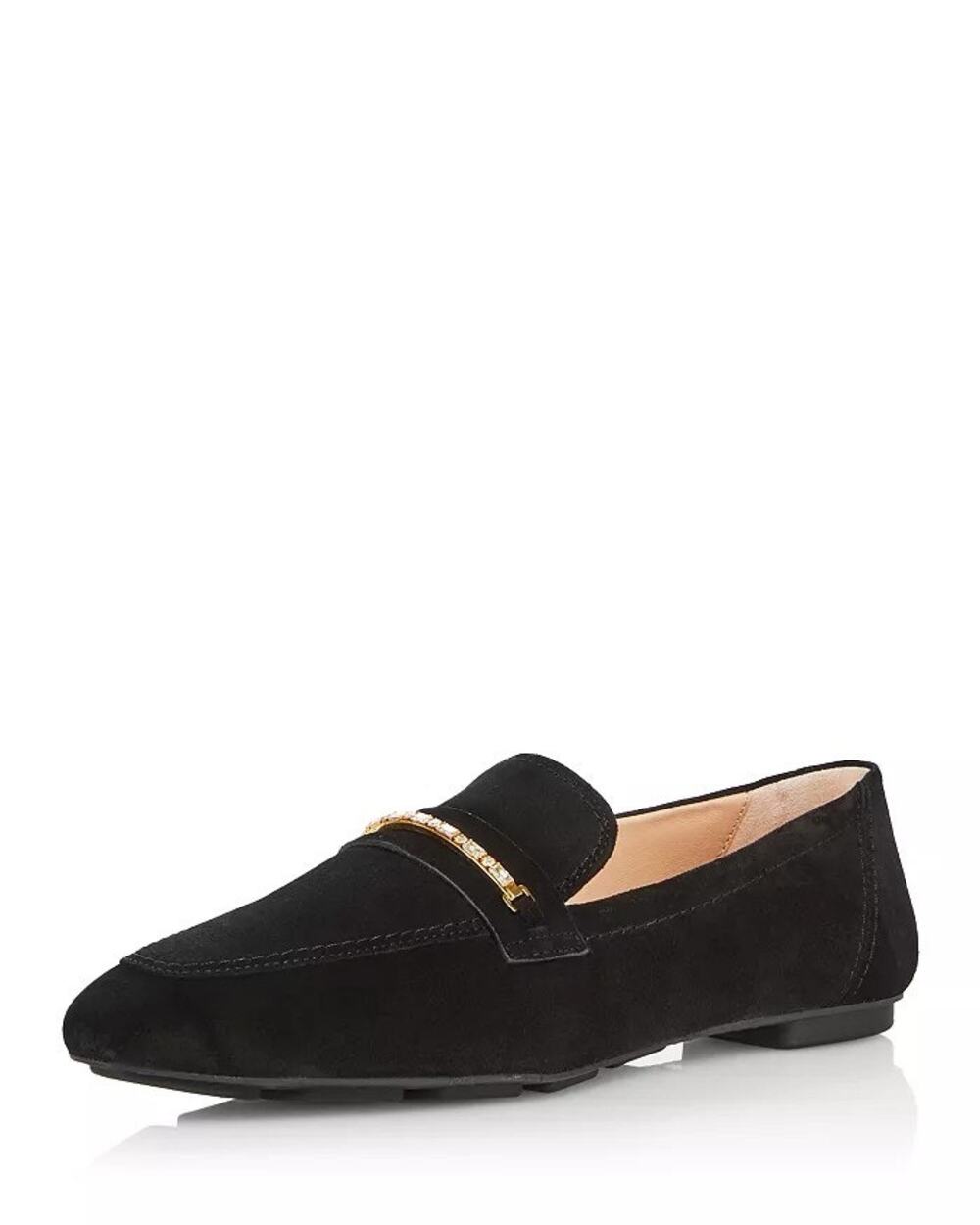NWT Stuart Weitzman Crystal Deco Jet Blace Suede Loafer Size 8.5